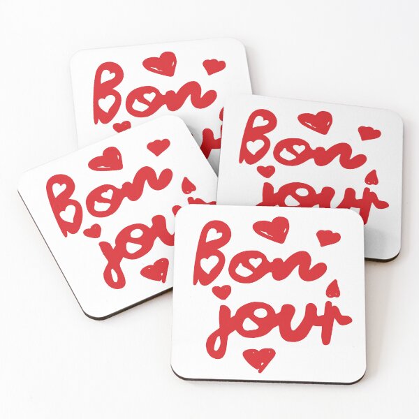Item preview, Bonjour French Greeting Red Hearts designed and sold by AnAzArt.