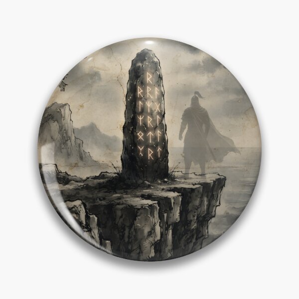 Item preview, The Sentinel of the Runic Cliff Sumi-e Ink Wash designed and sold by DuckOddity.