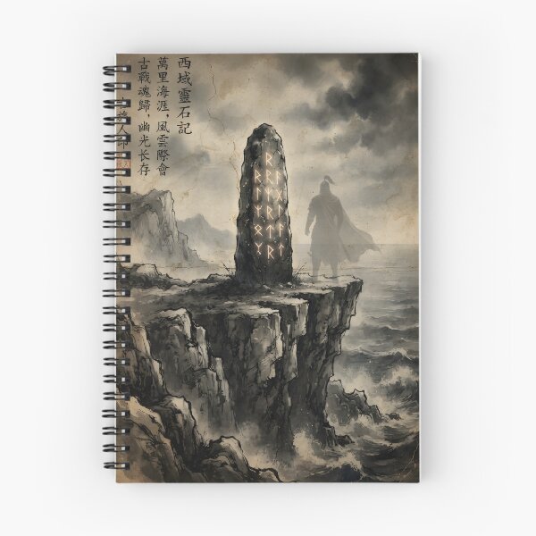 Item preview, The Sentinel of the Runic Cliff Sumi-e Ink Wash designed and sold by DuckOddity.