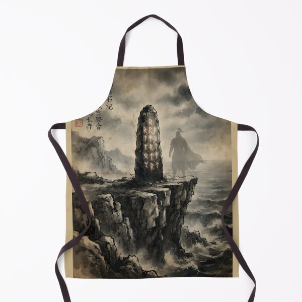 Item preview, The Sentinel of the Runic Cliff Sumi-e Ink Wash designed and sold by DuckOddity.