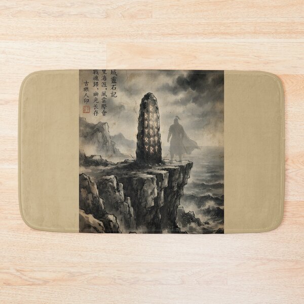 Item preview, The Sentinel of the Runic Cliff Sumi-e Ink Wash designed and sold by DuckOddity.