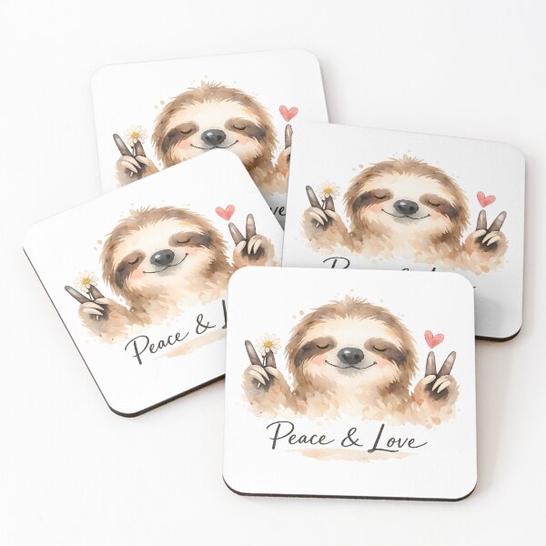 Item preview, Peace & Love Sloth Watercolor T-Shirt designed and sold by Santuário da Bicharada.