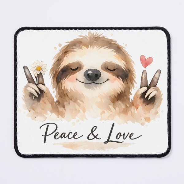 Item preview, Peace & Love Sloth Watercolor T-Shirt designed and sold by Santuário da Bicharada.