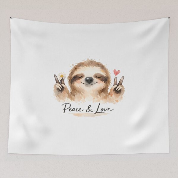 Item preview, Peace & Love Sloth Watercolor T-Shirt designed and sold by Santuário da Bicharada.