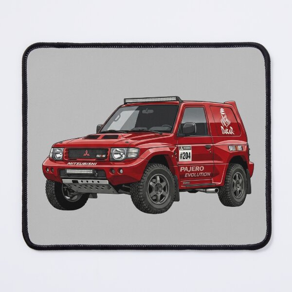 Item preview, Mitsubishi Pajero Evolution Dakar Custom Red JDM Rally SUV Illustration designed and sold by Motorline44.