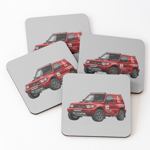 Item preview, Mitsubishi Pajero Evolution Dakar Custom Red JDM Rally SUV Illustration designed and sold by Motorline44.