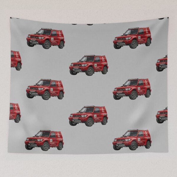 Item preview, Mitsubishi Pajero Evolution Dakar Custom Red JDM Rally SUV Illustration designed and sold by Motorline44.