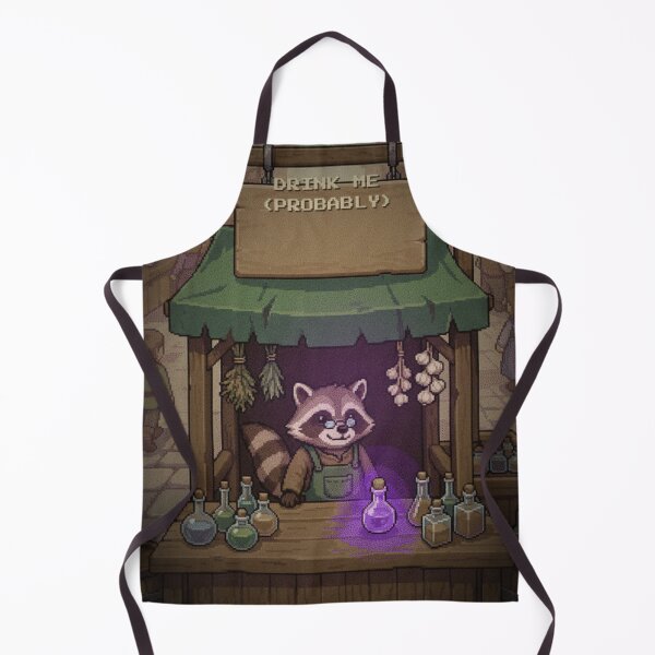 Item preview, Raccoon Alchemist Potion Shop Pixel Art Cute RPG designed and sold by Arobinoz.