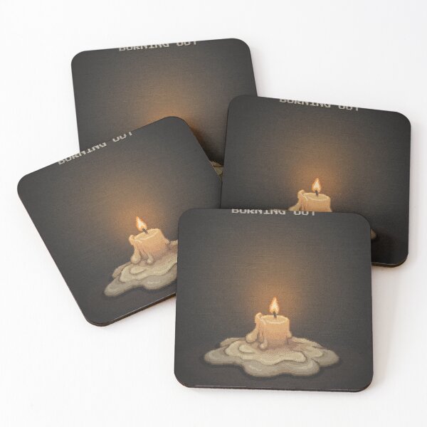 Item preview, Still Burning Out Funny Burnout Pixel Art Candle designed and sold by Arobinoz.