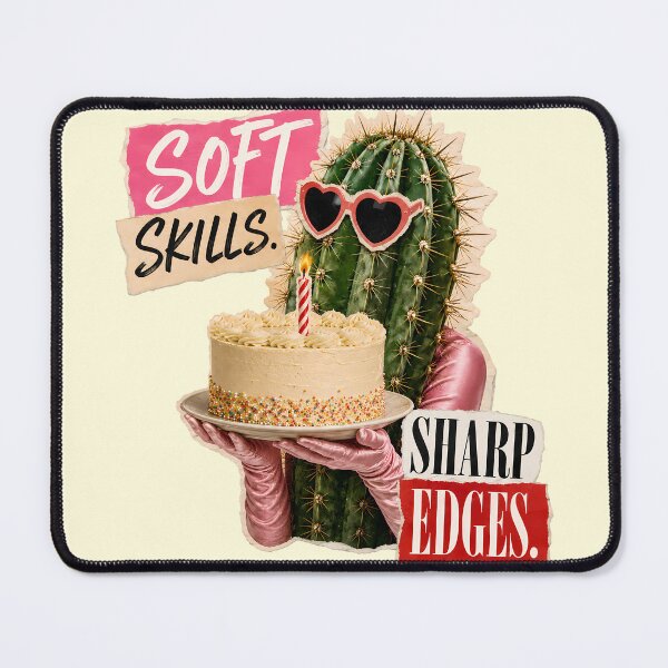 Item preview, Soft Skills Sharp Edges Cactus Cake Collage Funny Work Personality designed and sold by VIVID COLORS CLUB.