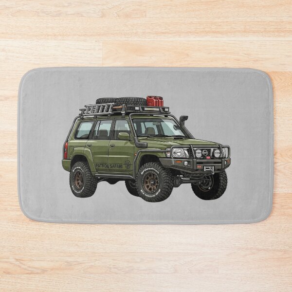 Item preview, Nissan Patrol Y61 Safari Custom Green Vintage Overland SUV Illustration designed and sold by Motorline44.