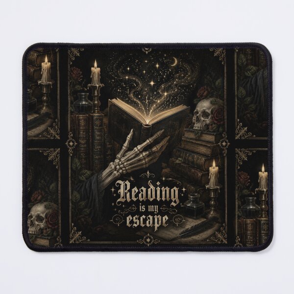 Item preview, Dark Academia Book Poster, Reading Is My Escape Print, Skeleton Hand Book Art, BookTok Wall Decor, Gothic Library Decor designed and sold by LuxeBuzz.