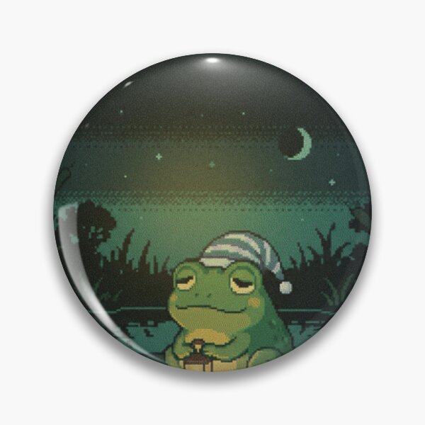 Item preview, Here For The Vibes Sleepy Frog Pixel Art Cute designed and sold by Arobinoz.