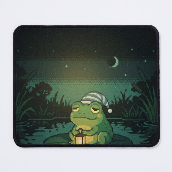 Item preview, Here For The Vibes Sleepy Frog Pixel Art Cute designed and sold by Arobinoz.