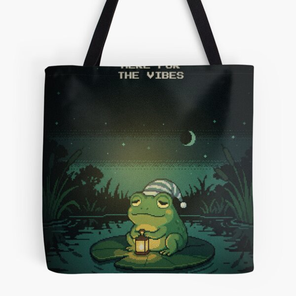 Item preview, Here For The Vibes Sleepy Frog Pixel Art Cute designed and sold by Arobinoz.