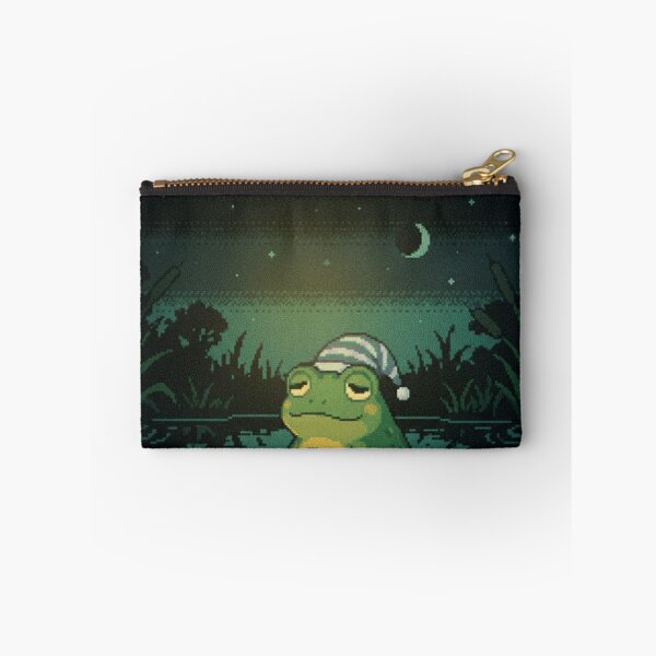 Item preview, Here For The Vibes Sleepy Frog Pixel Art Cute designed and sold by Arobinoz.