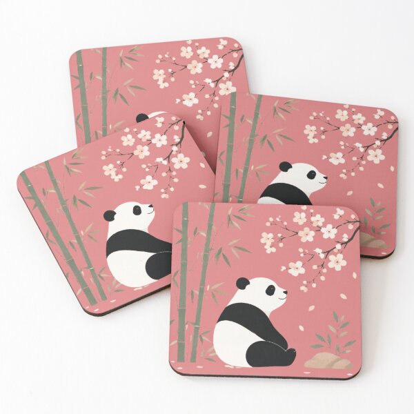 Item preview, Watercolor Panda Bamboo Cherry Blossoms Zen designed and sold by Natalia-Vlad.