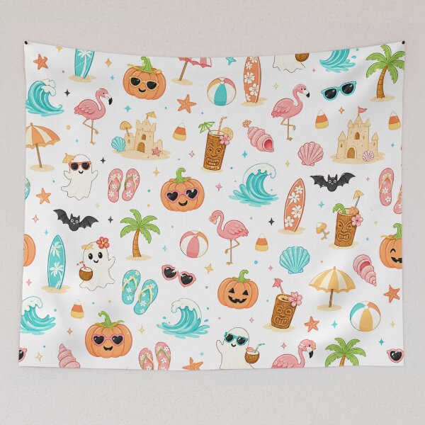 Item preview, Cute Tropical Summerween Halloween Pattern designed and sold by Storybook Botanica.