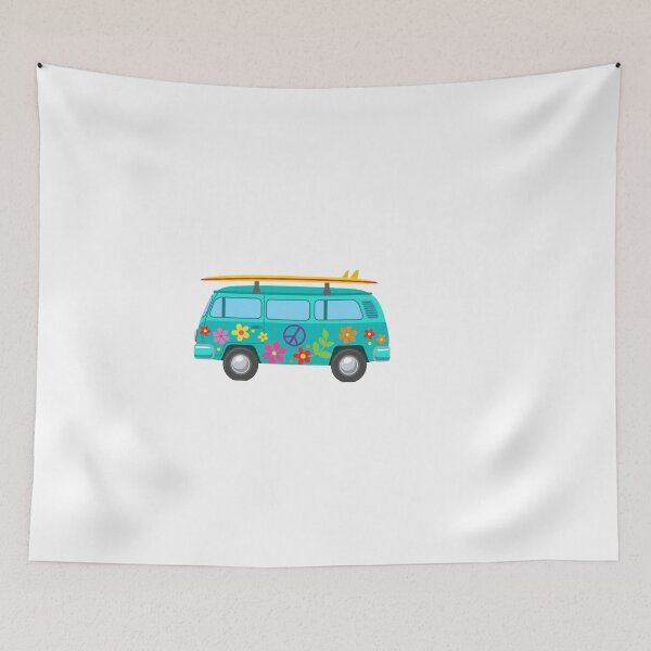 Item preview, Retro Hippie Camper Van Flower Power Surfboard Art designed and sold by Macias123.