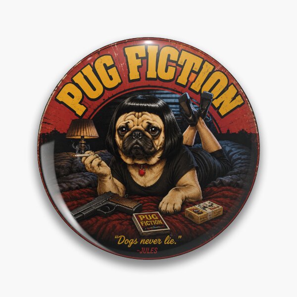 Item preview, Pug Fiction | Funny Pug Movie Parody Vintage T-Shirt designed and sold by The Mayors Den.