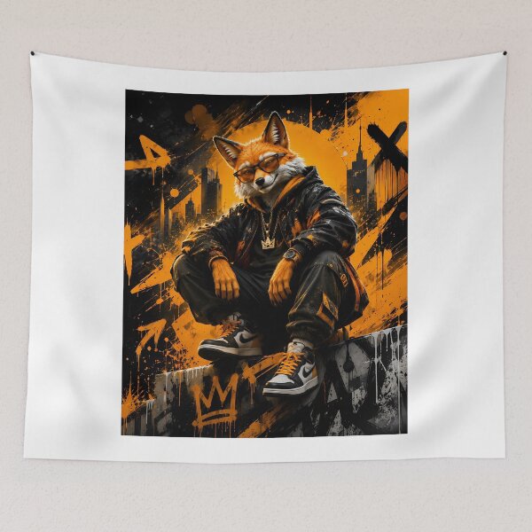Item preview, Urban Fox King | Premium Street Art Animal Graphic Design designed and sold by SupernovaNote.
