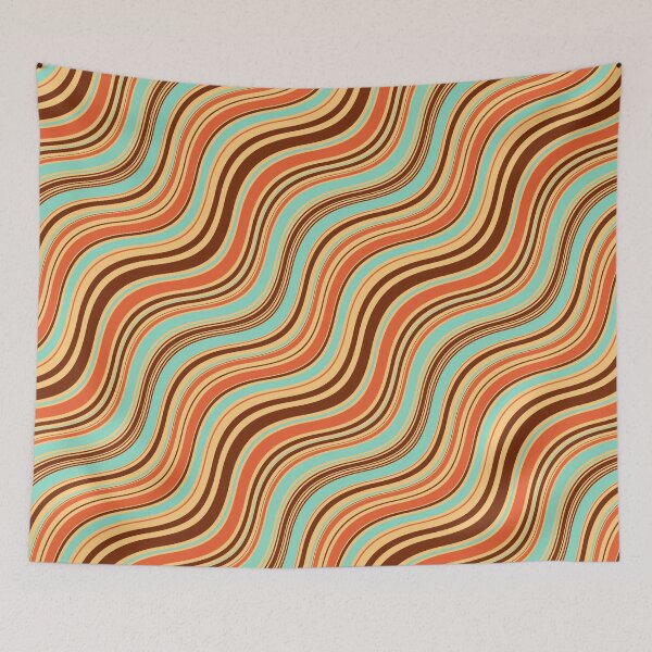 Item preview, Retro 70s Wavy Stripe Pattern | Groovy Teal Terracotta Seamless Abstract  designed and sold by Dino-Lune.