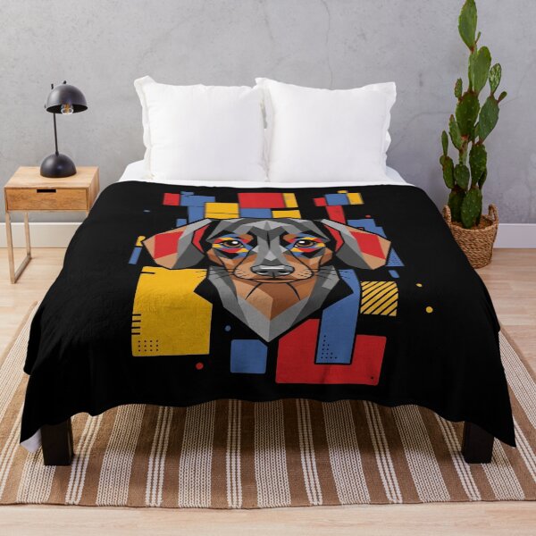 Item preview, Funny Black and Tan Dachshund Colorful Blocks Geometric Art Mom Dad Kids designed and sold by FurryHavenPH.