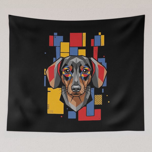 Item preview, Funny Black and Tan Dachshund Colorful Blocks Geometric Art Mom Dad Kids designed and sold by FurryHavenPH.