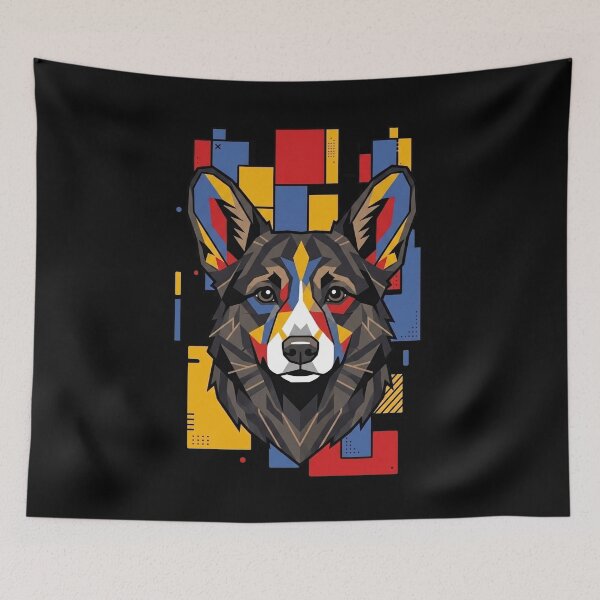 Item preview, Funny Black Brindle Corgi Colorful Blocks Geometric Art Mom Dad Kids designed and sold by FurryHavenPH.