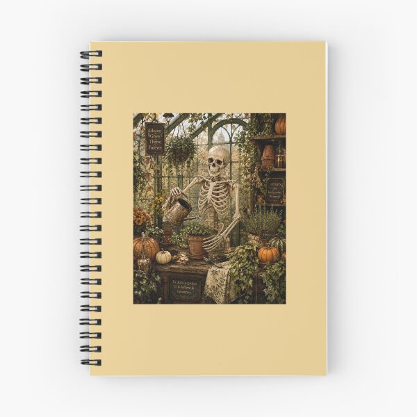 Item preview, The Greenhouse Keeper — Cozy Halloween Skeleton Gardener designed and sold by Novel Works Studio.