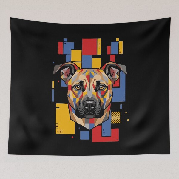 Item preview, Funny Black Mouth Cur Colorful Blocks Geometric Art Mom Dad Kids designed and sold by FurryHavenPH.
