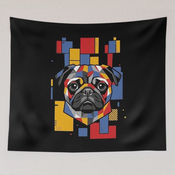 Item preview, Funny Black Pug Colorful Blocks Geometric Art Mom Dad Kids designed and sold by FurryHavenPH.