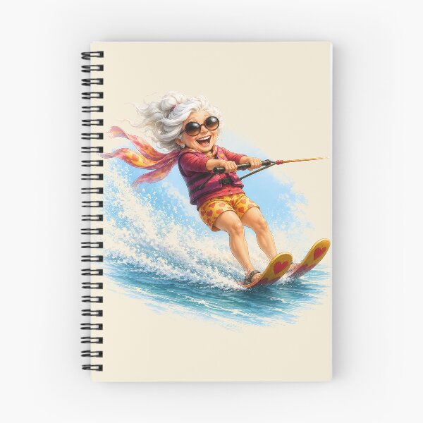 Item preview, Cool Granny Waterskiing — Fun Little Old Lady Cartoon Illustration designed and sold by kornkobart.