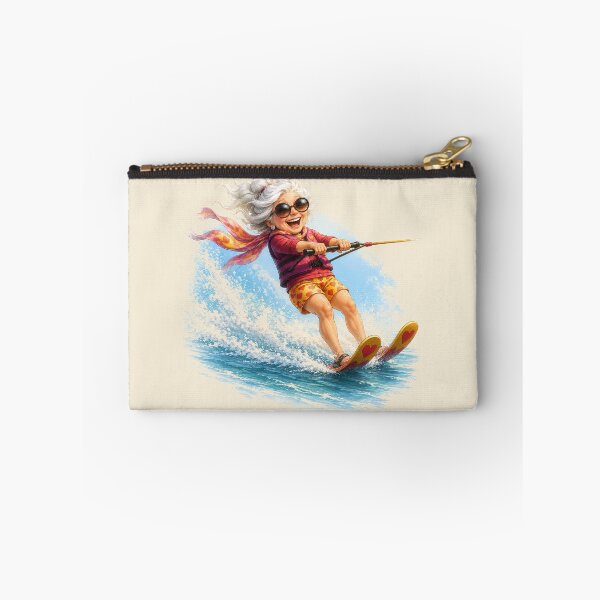 Item preview, Cool Granny Waterskiing — Fun Little Old Lady Cartoon Illustration designed and sold by kornkobart.