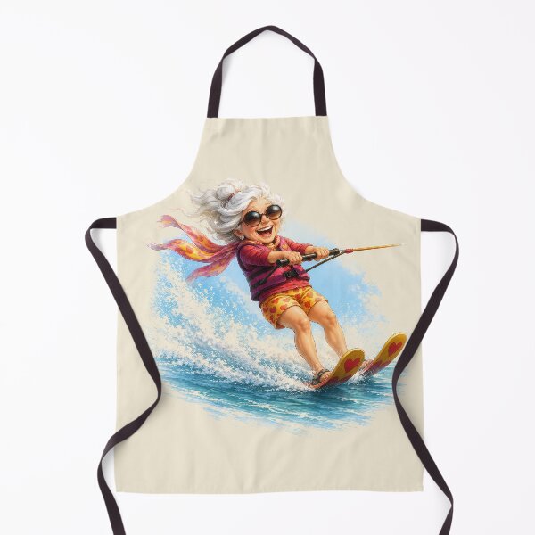 Item preview, Cool Granny Waterskiing — Fun Little Old Lady Cartoon Illustration designed and sold by kornkobart.