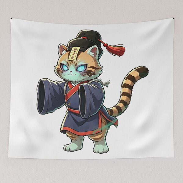 Item preview, The Hopping Necromancer - Cute Felis Nigripes Jiangshi Warrior designed and sold by ABYSSLAB.