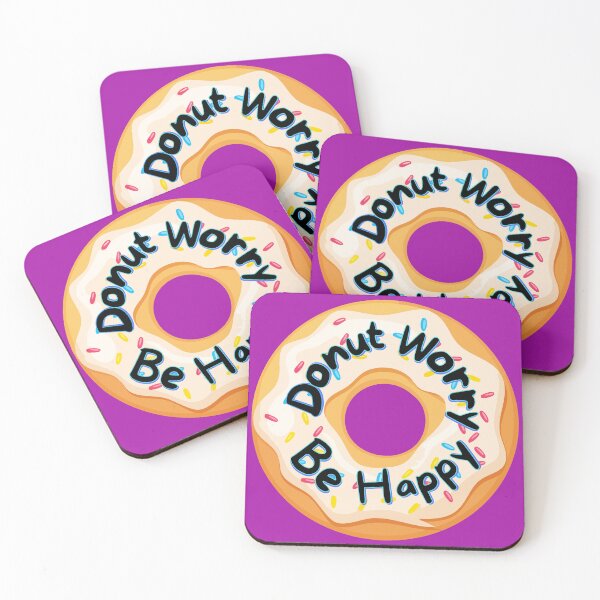 Item preview, Don't Worry Be Happy Punny Donut Saying Sprinkles Purple designed and sold by InkyCorvid.