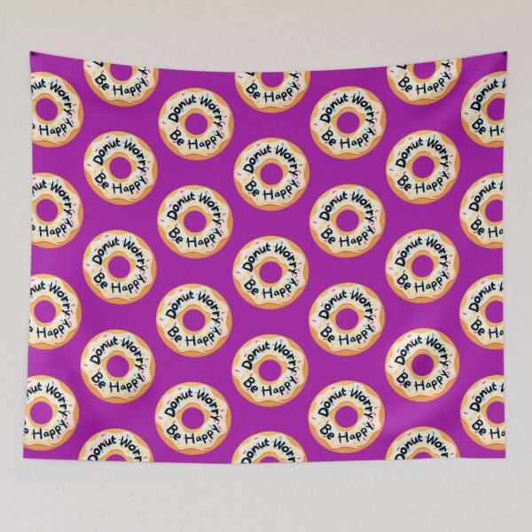 Item preview, Don't Worry Be Happy Punny Donut Saying Sprinkles Purple designed and sold by InkyCorvid.