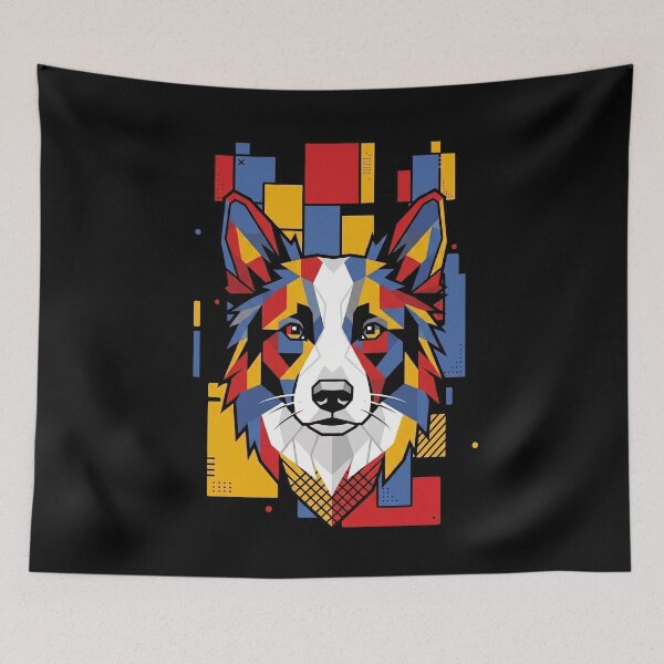 Item preview, Funny Border Collie Colorful Blocks Geometric Art Mom Dad Kids designed and sold by FurryHavenPH.