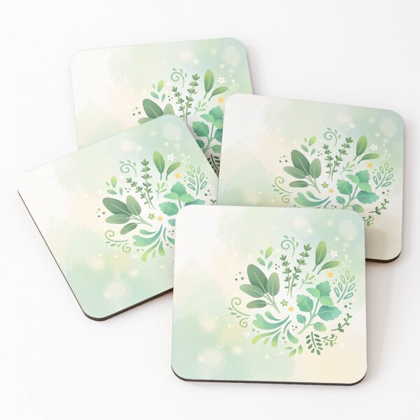 Item preview, Botanical Green Herbs and Leaves Pattern designed and sold by Neural Dream.