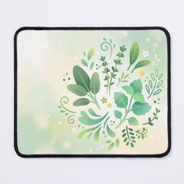 Item preview, Botanical Green Herbs and Leaves Pattern designed and sold by Neural Dream.