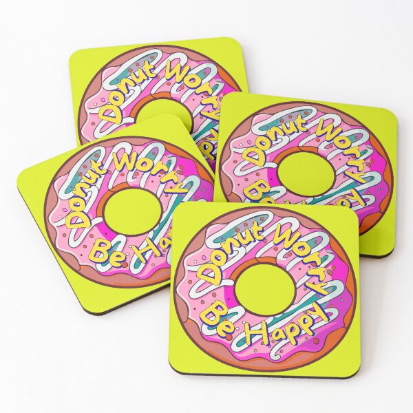 Item preview, Don't Worry Be Happy Punny Donut Saying Sprinkles Yellow designed and sold by InkyCorvid.