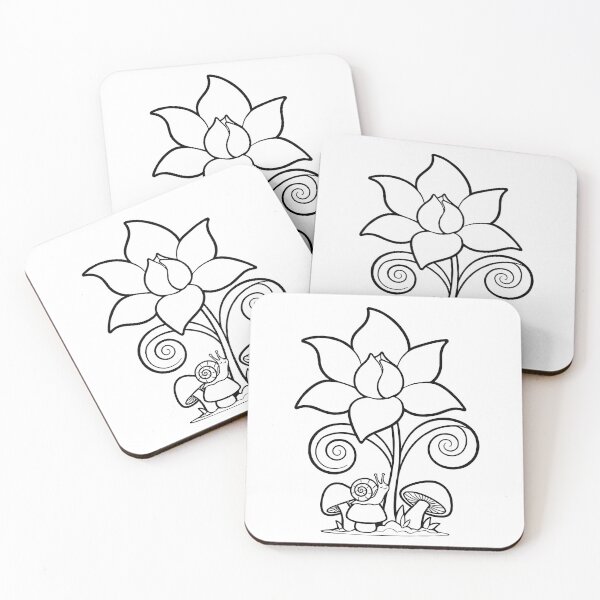 Item preview, Whimsical Flower with Snail and Mushrooms designed and sold by ArtPer-design.