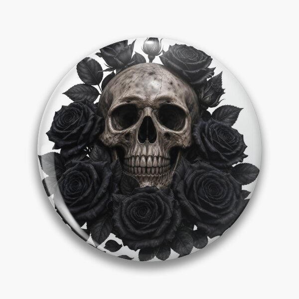 Item preview, Monochrome Gothic Skull with Black Roses designed and sold by FrozenPolarBear.