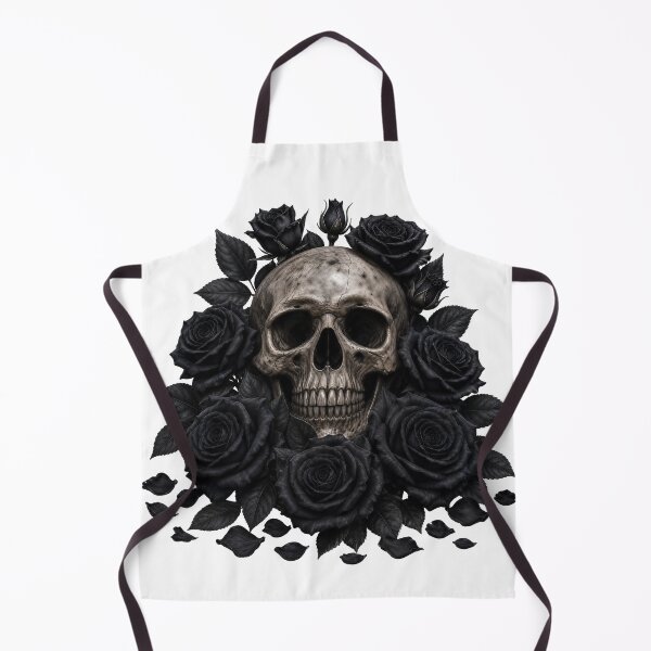 Item preview, Monochrome Gothic Skull with Black Roses designed and sold by FrozenPolarBear.