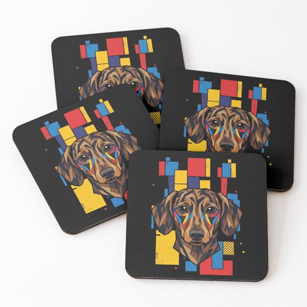 Item preview, Funny Brindle Dachshund Colorful Blocks Geometric Art Mom Dad Kids designed and sold by FurryHavenPH.