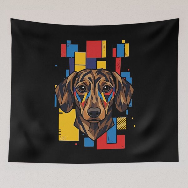 Item preview, Funny Brindle Dachshund Colorful Blocks Geometric Art Mom Dad Kids designed and sold by FurryHavenPH.