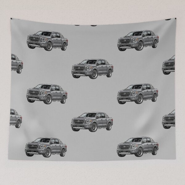 Item preview, Custom Nissan Titan PRO-4X Lowered Metallic Grey Pickup Truck Illustration designed and sold by Motorline44.