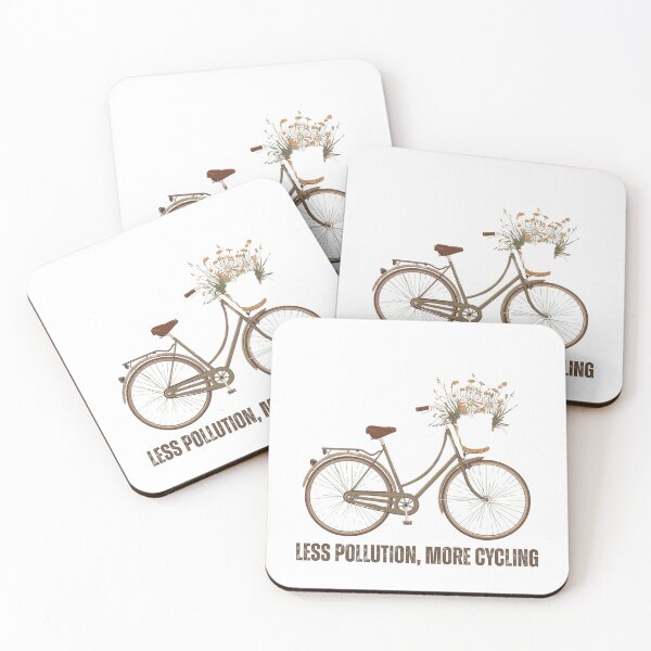 Item preview, Less Pollution More Cycling - Vintage Bicycle With Flowers  designed and sold by NeuralAuraArts.