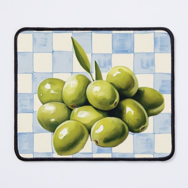 Item preview, Mediterranean Olive Poster | Italian Kitchen Wall Art | Blue Checkerboard Print designed and sold by potraitsbyana.
